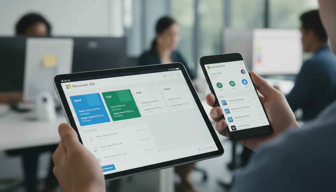 Ứng dụng Word và Excel đang chạy trên máy tính bảng và điện thoại