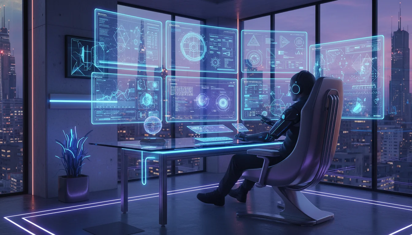 Cảnh Freelancer làm việc trong tương lai