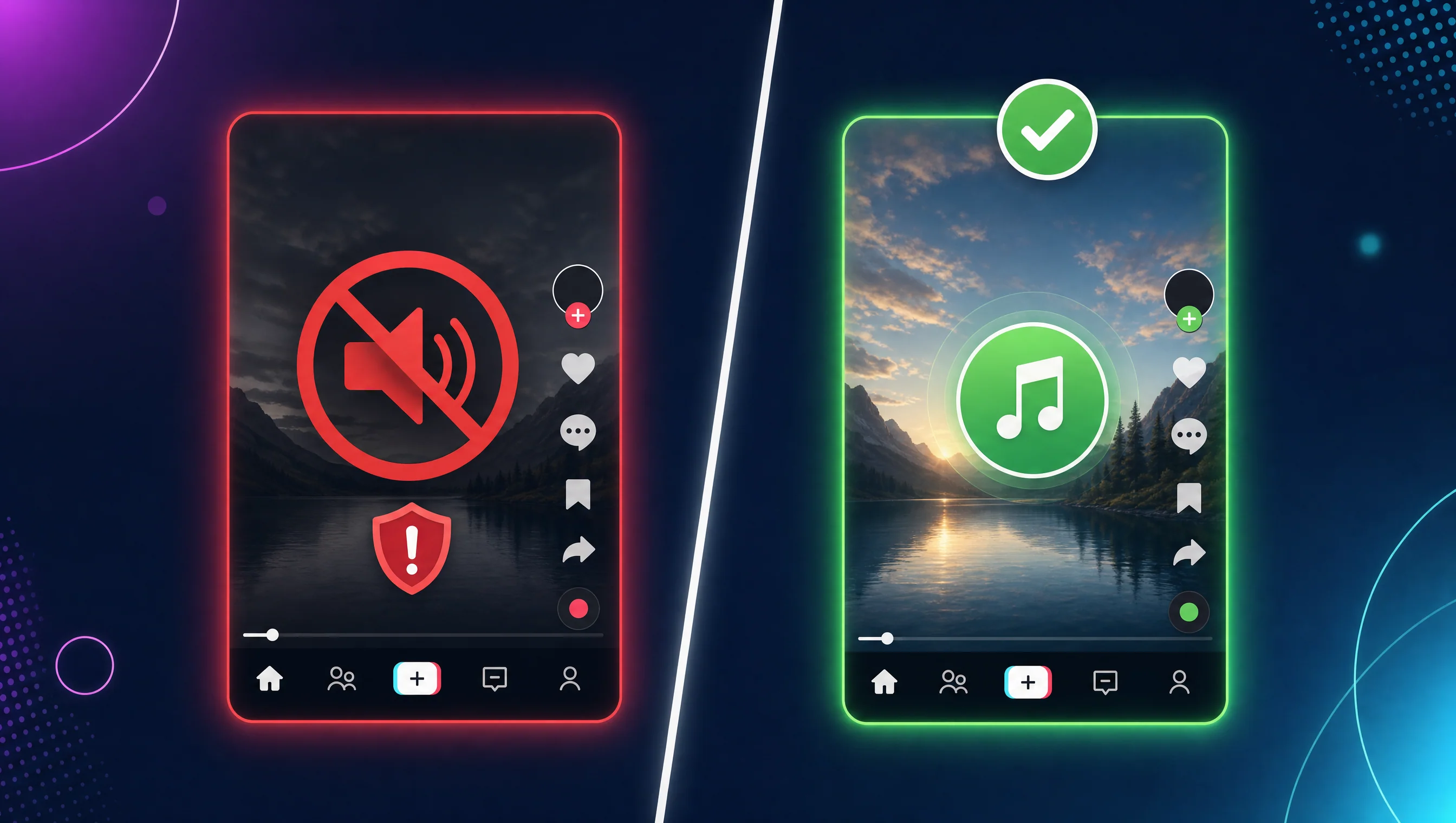 Video bị TikTok tắt tiếng vì bản quyền nhạc, so với video dùng nhạc an toàn