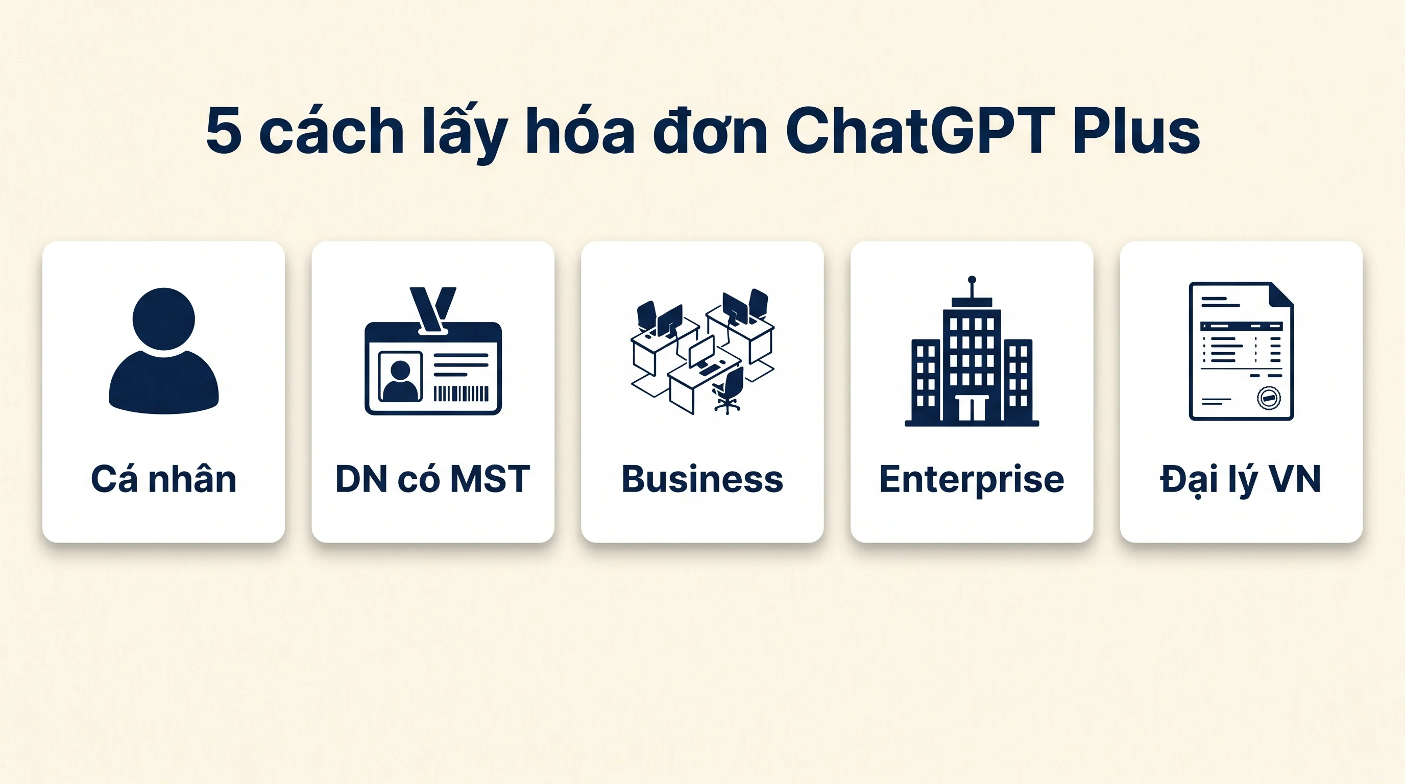 5 cách lấy hóa đơn VAT cho ChatGPT Plus tại Việt Nam: cá nhân, doanh nghiệp có MST, Business, Enterprise và đại lý VN
