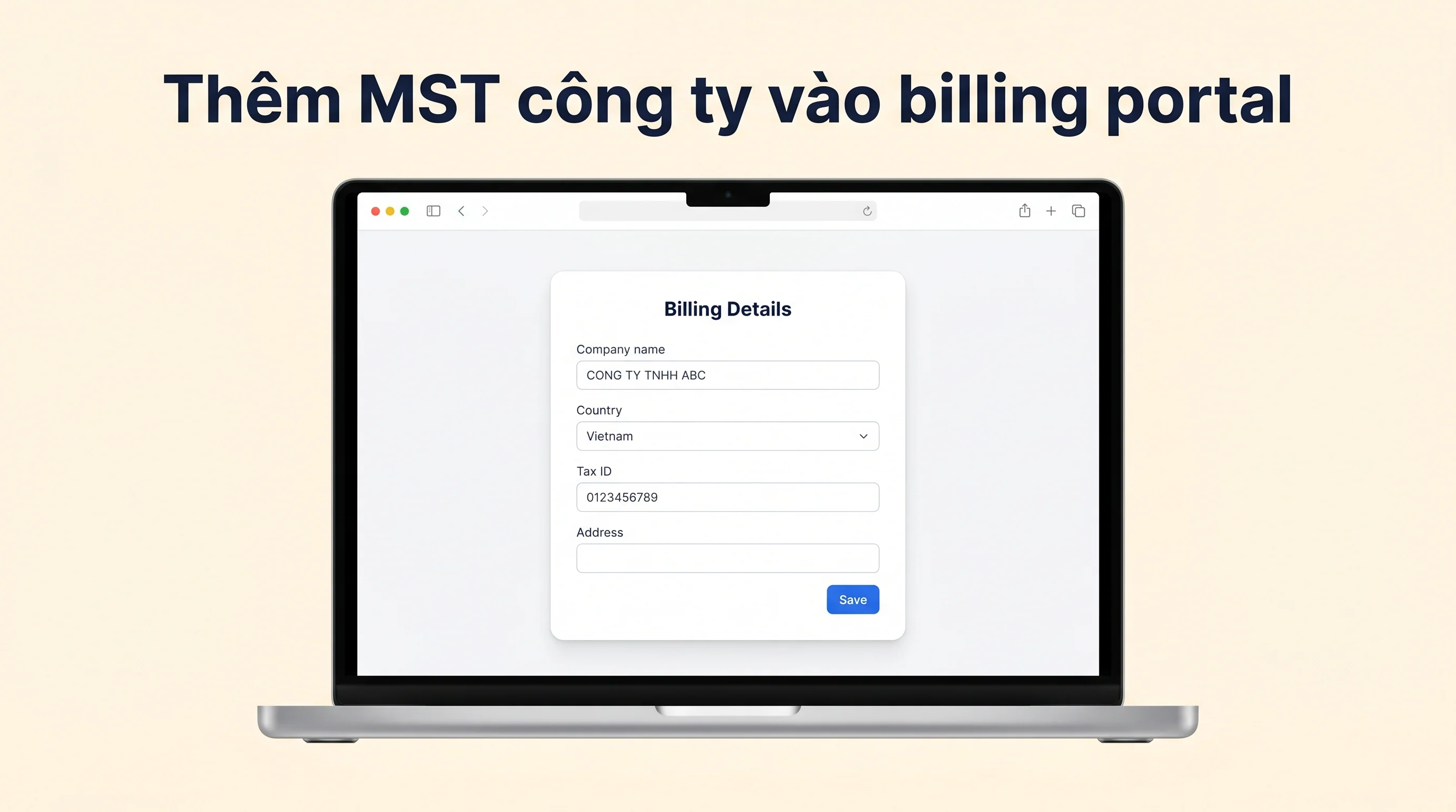 Giao diện Stripe billing portal của OpenAI để thêm MST công ty và tên doanh nghiệp Việt Nam vào hóa đơn ChatGPT Plus