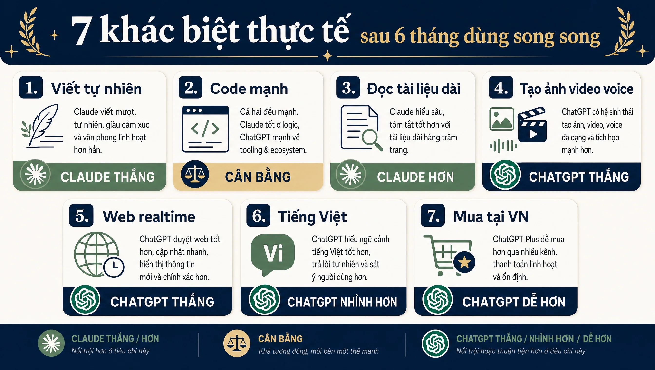 7 khác biệt thực tế Claude Pro vs ChatGPT Plus viết tự nhiên code long-doc đa phương thức web realtime tiếng Việt region