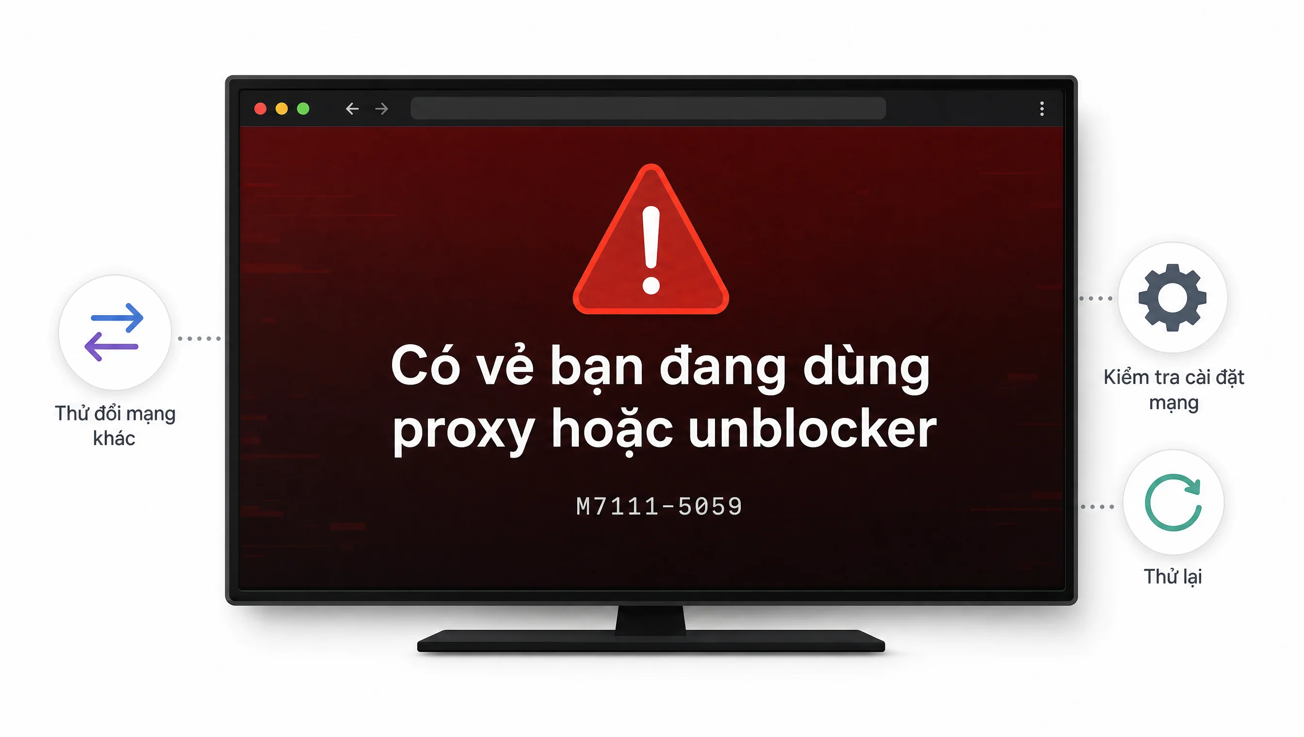 Lỗi Netflix M7111-5059 proxy detected khi cài VPN xem Netflix US, ba cách xử lý đổi server lại