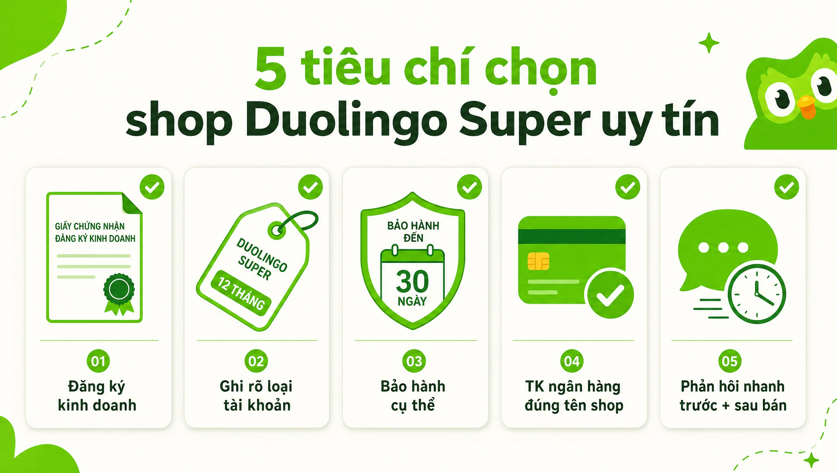 5 tiêu chí chọn shop bán Duolingo Super uy tín