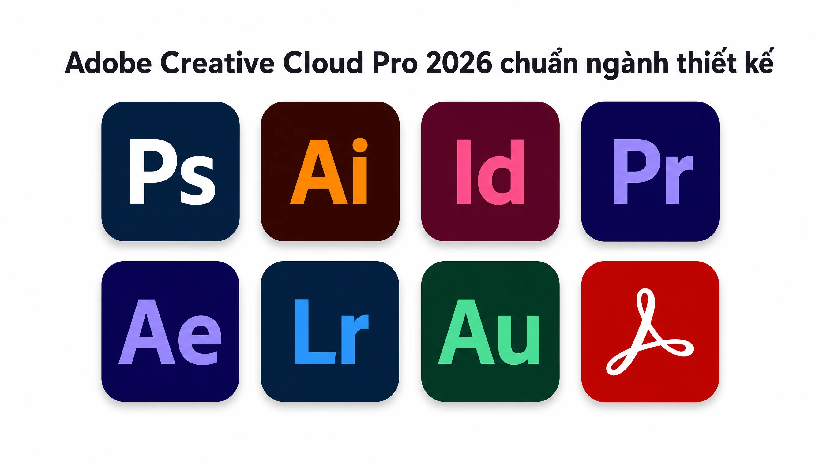 Adobe Creative Cloud Pro 2026 chuẩn ngành thiết kế, 20+ ứng dụng Photoshop Illustrator InDesign Premiere After Effects với Firefly AI
