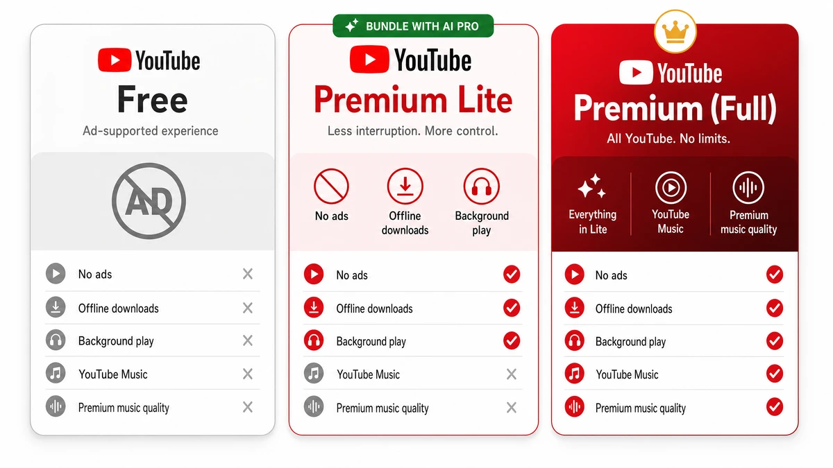 YouTube Premium Lite vs YouTube Premium Full