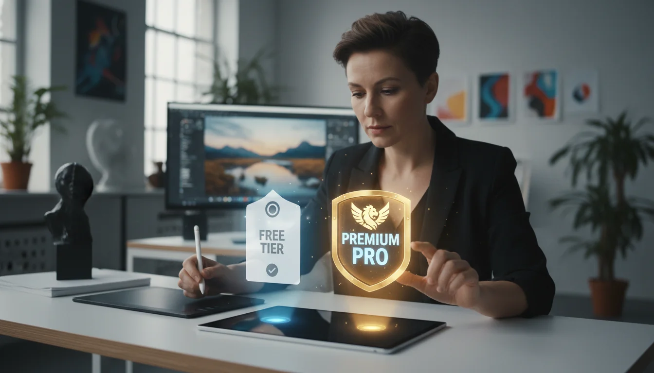 Cô gái đang phân vân giữa Canva Free và Canva Pro